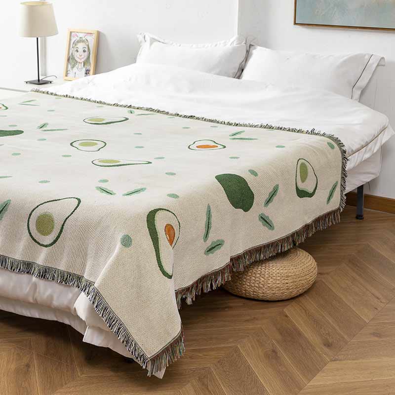 Ownkoti Avocado Print Blanket with Tassel