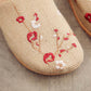 Embroidered Plum Bossom Comfy Flax Slippers