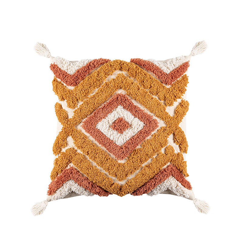 Ownkoti Morocco Jacquard Pillow Cover With Tassels