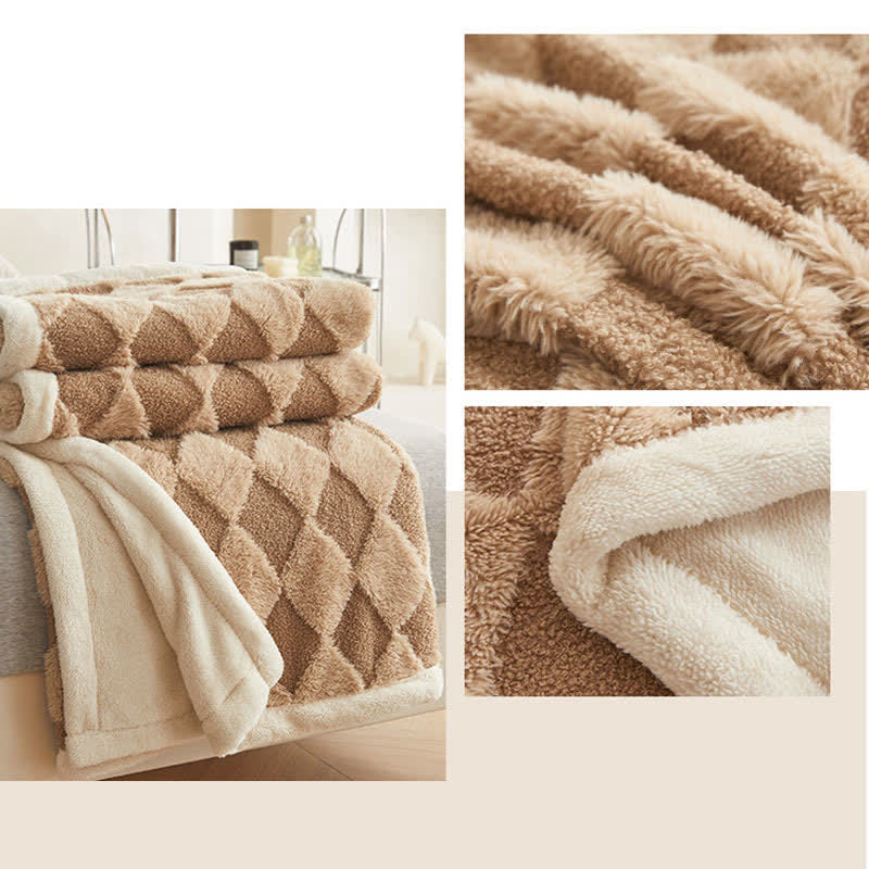 Quadrangular Thick Double Velvet Throw Blanket