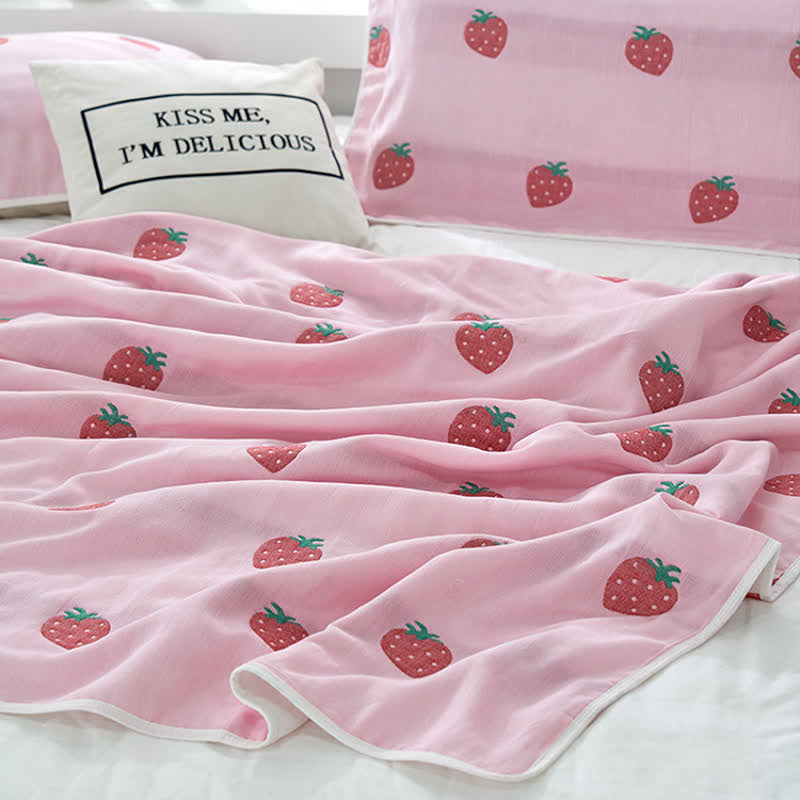 Rural Strawberry Cotton Reversible Quilt