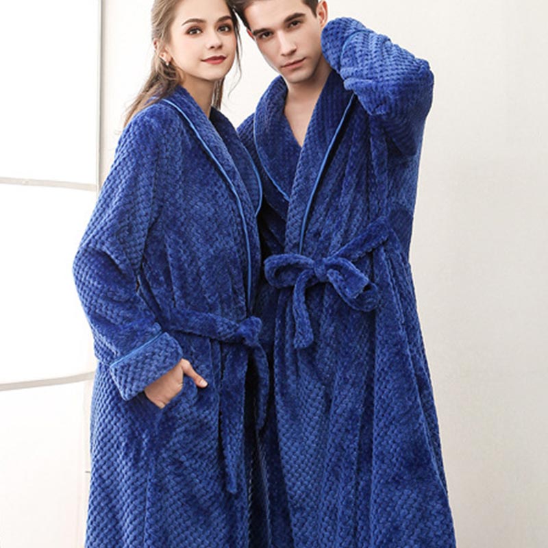 Ownkoti Puffy Fleece Pajama Long Bathrobe