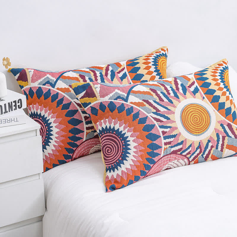 Ownkoti Nordic Sun Print Button Cotton Pillowcases (2PCS)