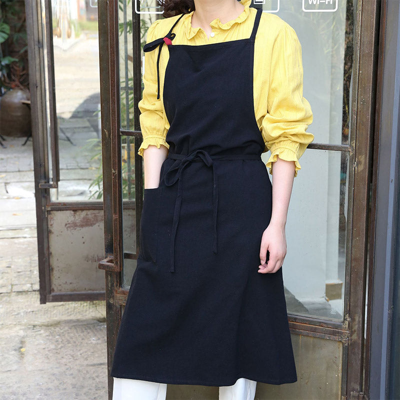 Retro Cotton Linen Kitchen Pocket Aprons