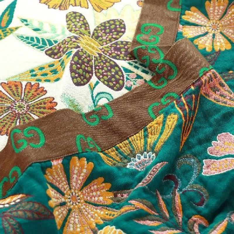 Ownkoti Luxuriant Flower Cotton Reversible Soft Quilt