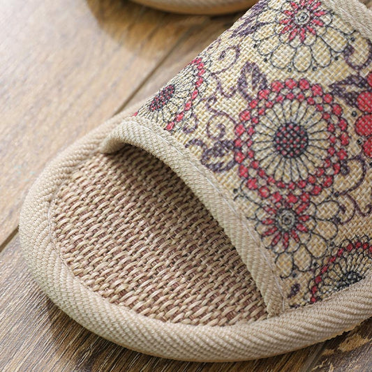 Casual Open Toe Breathable Flax Slippers