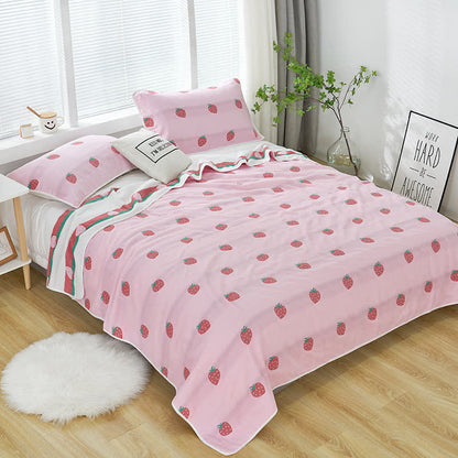 Rural Strawberry Cotton Reversible Quilt