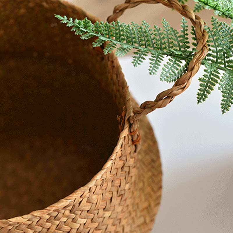 Ownkoti Woven Seagrass Belly Basket Storage Plant Pot Basket (2PCS)