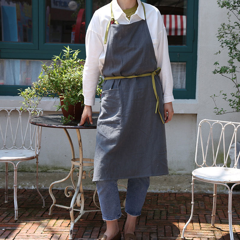 Retro Cotton Linen Kitchen Pocket Aprons